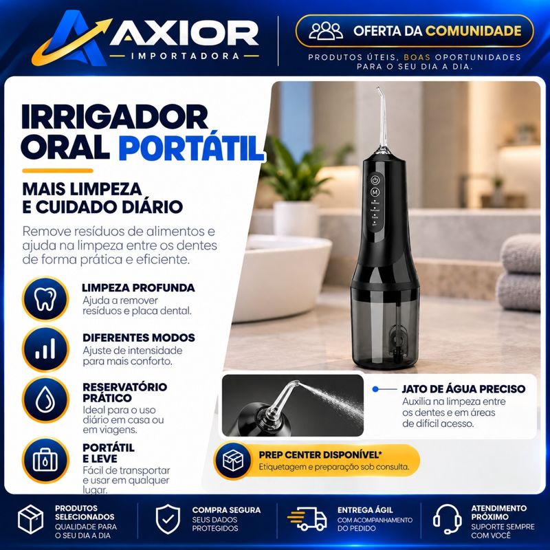 Irrigador oral elétrico recarregável