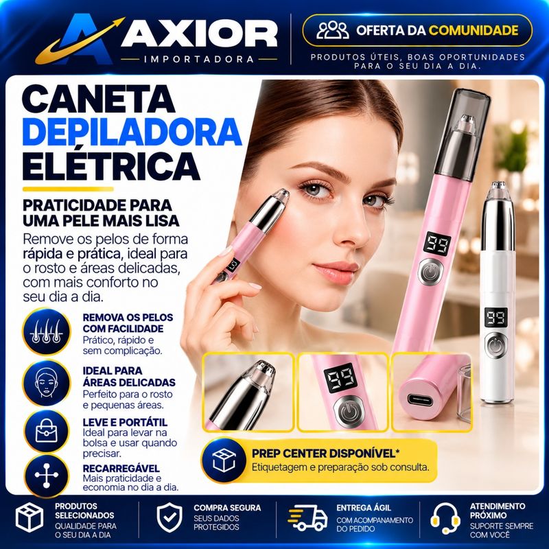 Caneta depiladora recarregável