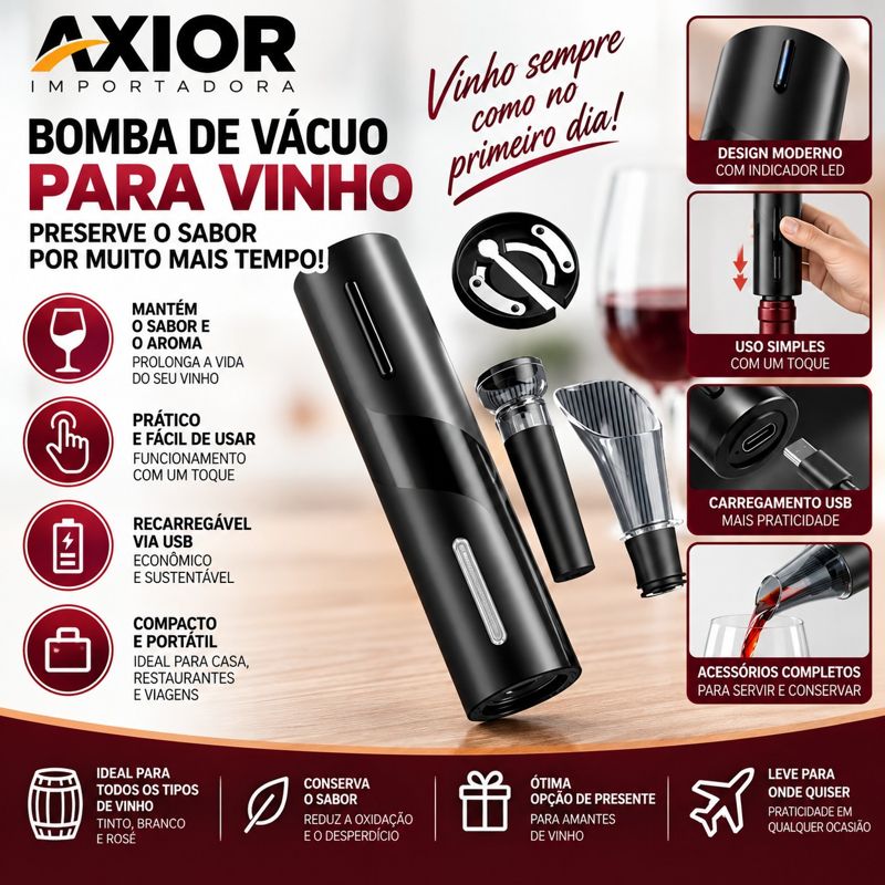 KIT abridor de vinho elétrico