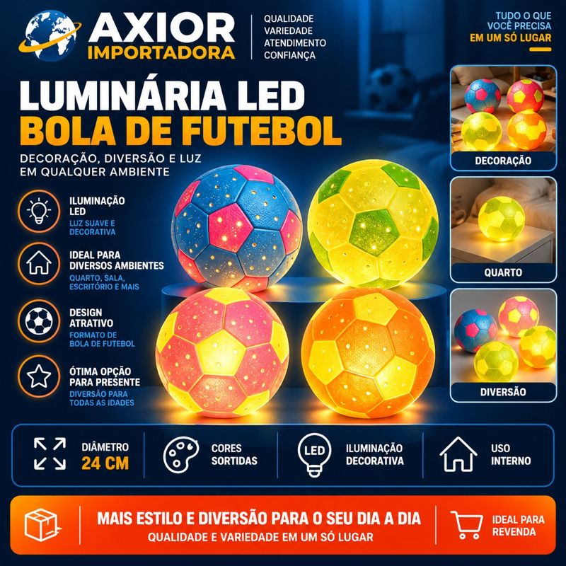 Luminária LED bola de futebol