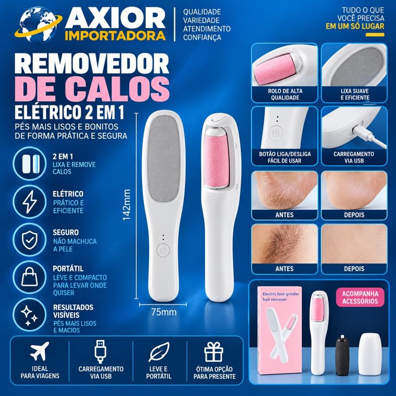 Lixa elétrica recarregável para os pés