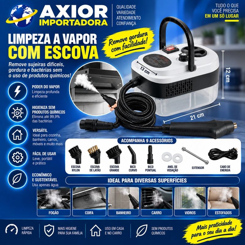 Aparelho de limpeza a vapor com escovas