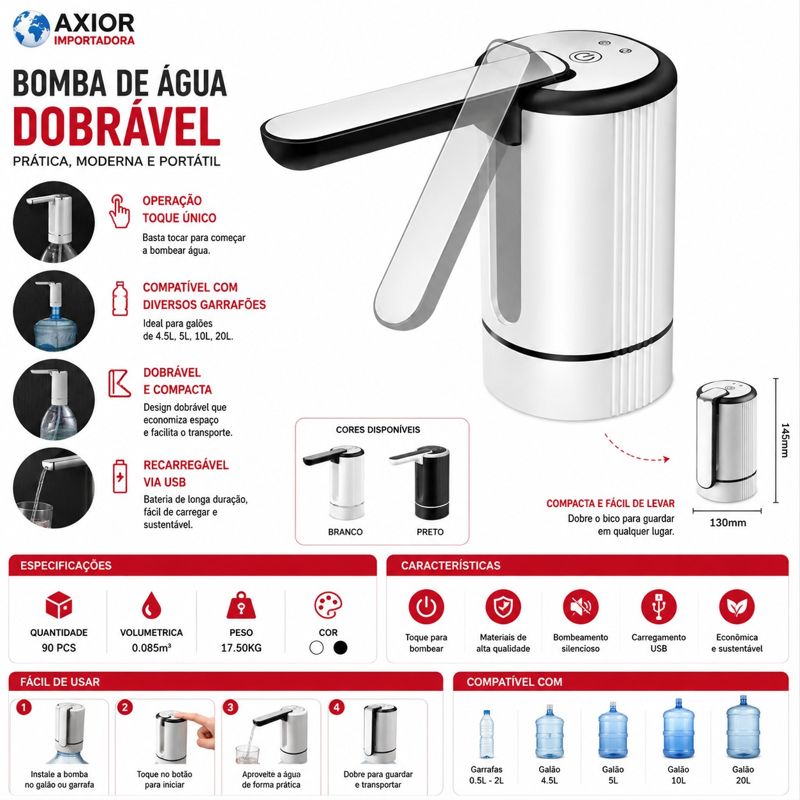 Bomba de água dobrável