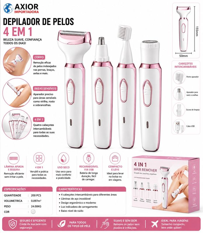 Aparador de pelos 4 em 1 feminino