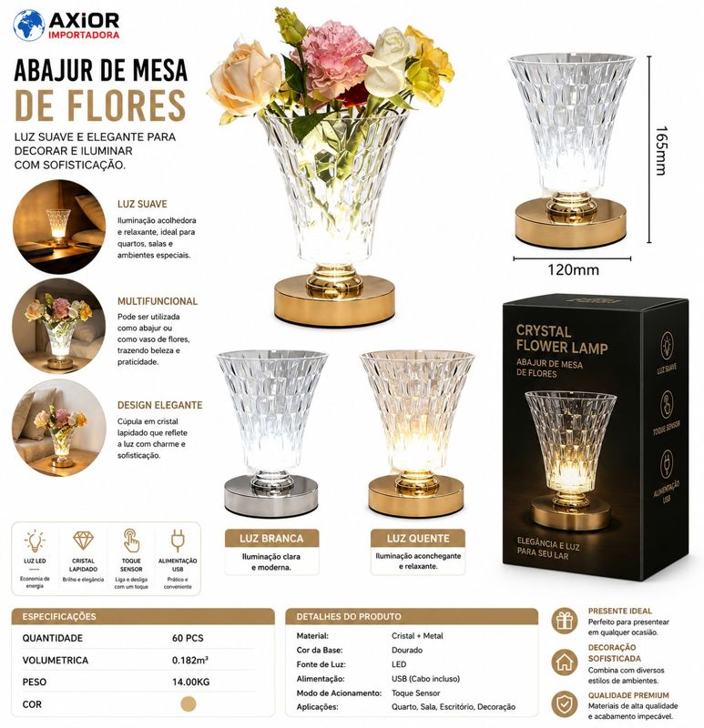 Abajur de mesa para flores