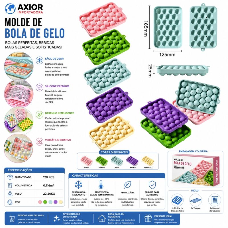 Forma de gelo formato bola