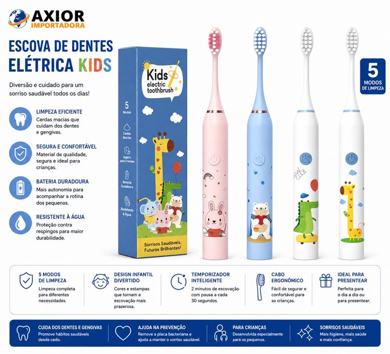 Escova de dentes elétrica kids