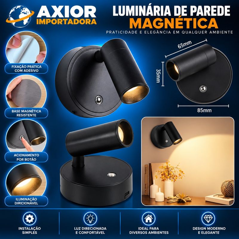 Luminária de parede magnética