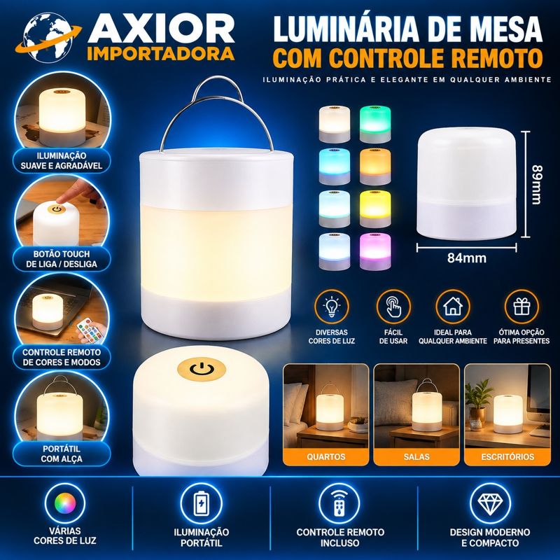 Luminária de mesa com controle remoto