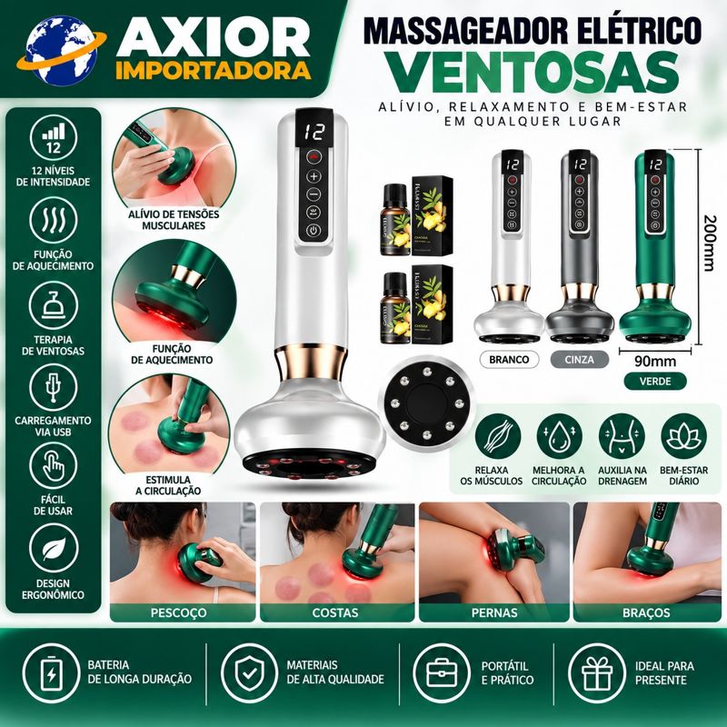 Massageador elétrico com ventosas