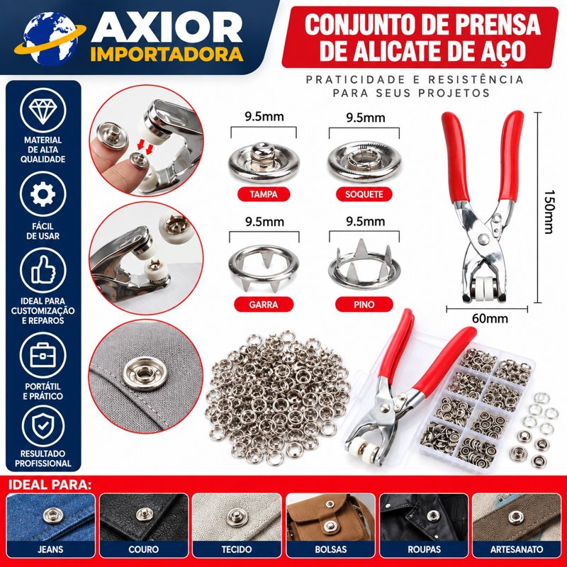 Conjunto de prensa de alicate com aço