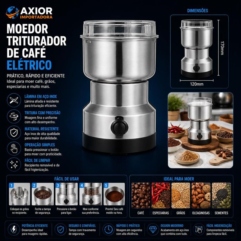 Moedor triturador de café eletrico