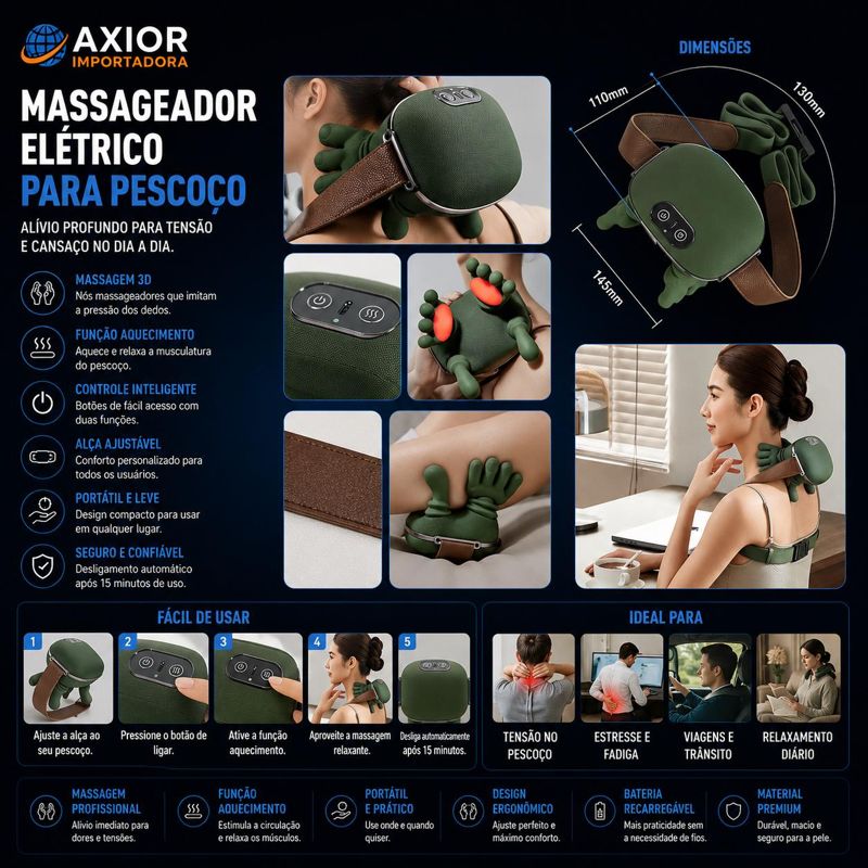 Massageador eletrico para pescoço