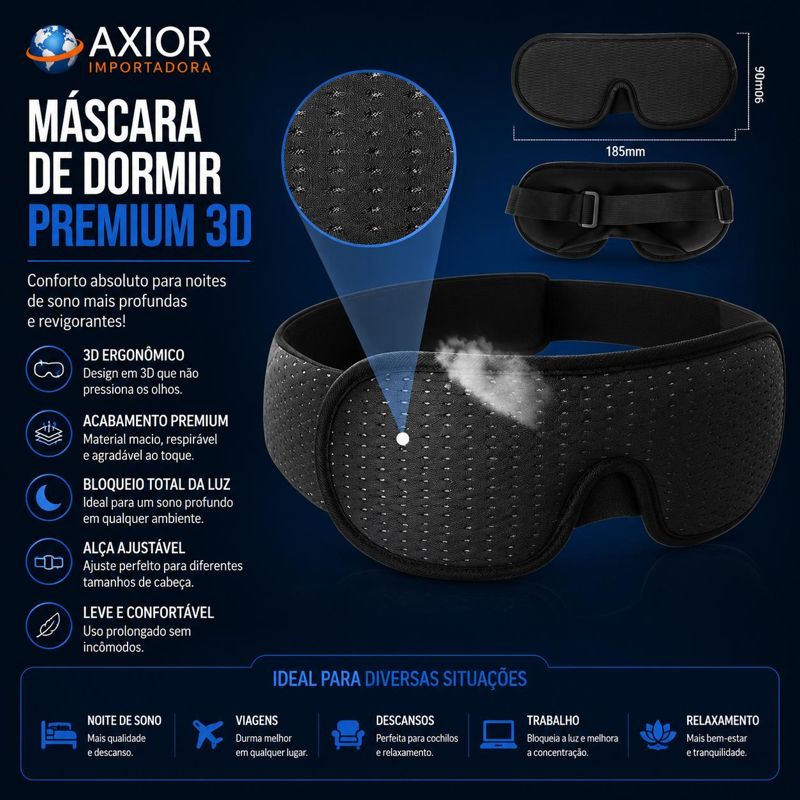 Máscara para dormir premium 3d