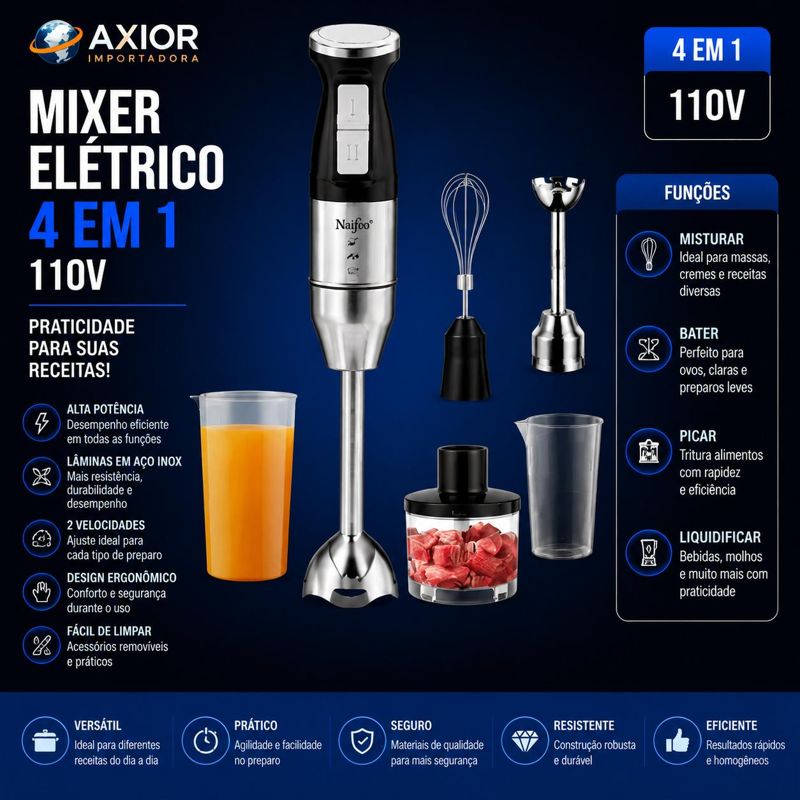 Mixer elétrico 4 em 1 110v