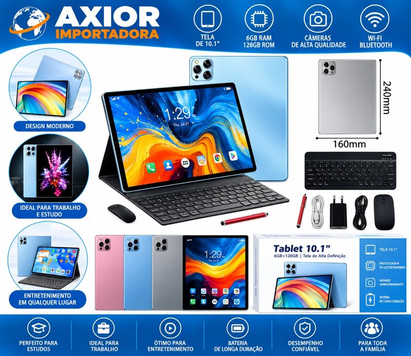 Tablet 10.1 polegadas 6gb + 128gb