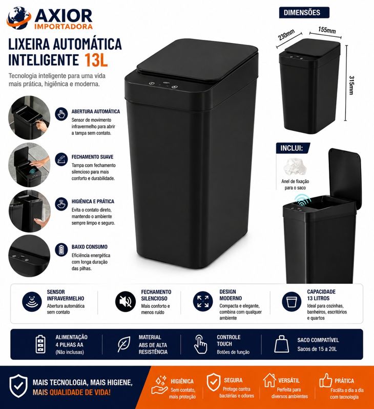 Lixeira automática inteligente 13l