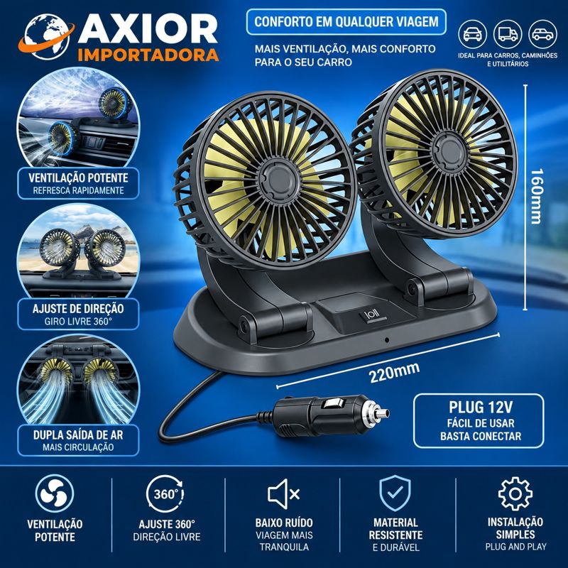 Ventilador portátil duplo para carro