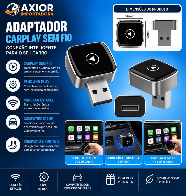Adaptador carplay sem fio