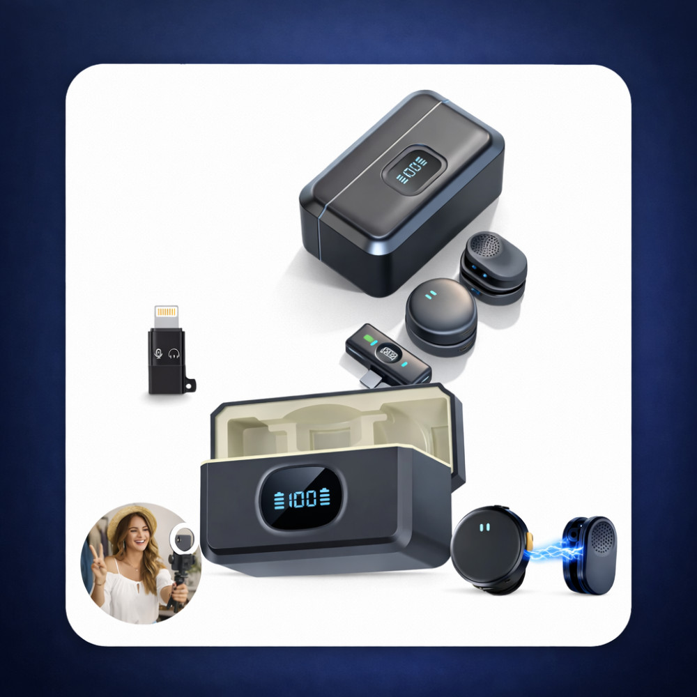 Microfone lapela sem fio recarregáveis