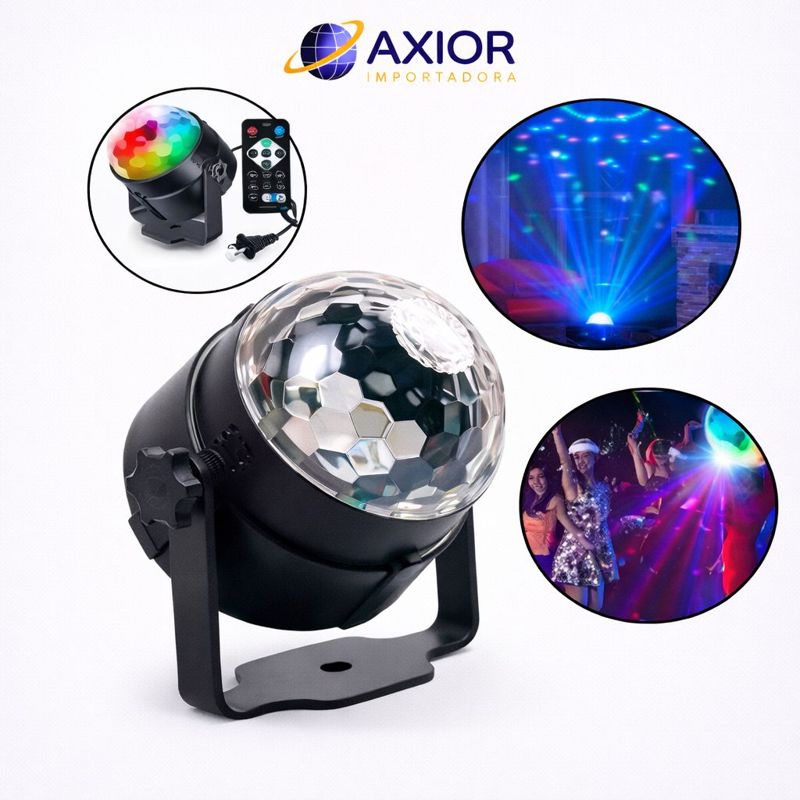 Mini globo bola maluca LED RGB c controle