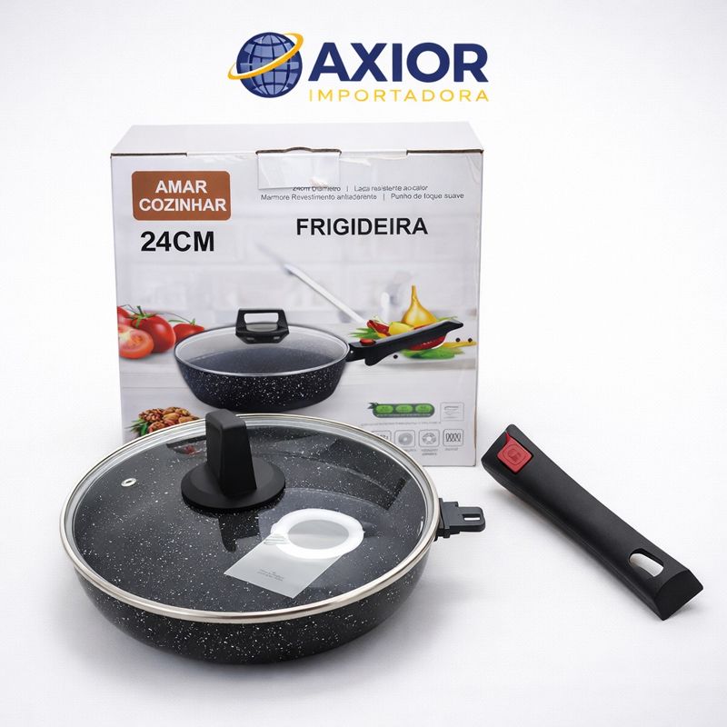 Frigideira 24cm com tampa cabo removível