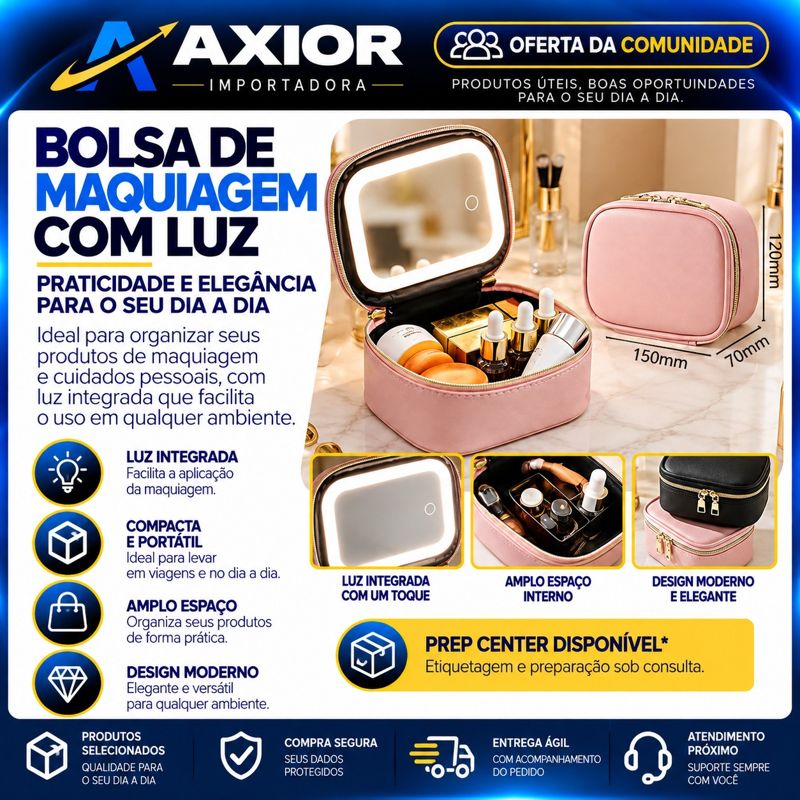 Bolsa de maquiagem com espelho