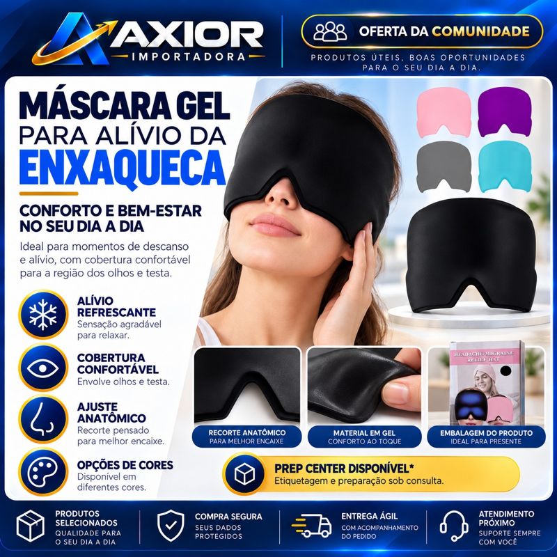 Máscara gel para alívio da enxaqueca