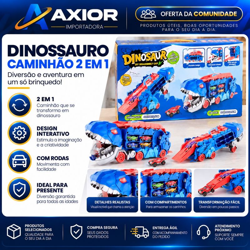 Dinossauro caminhão 2 em 1
