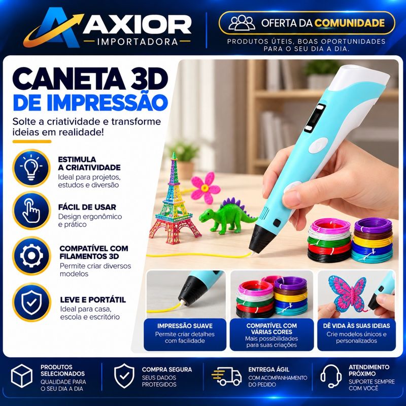 Caneta 3d infantil
