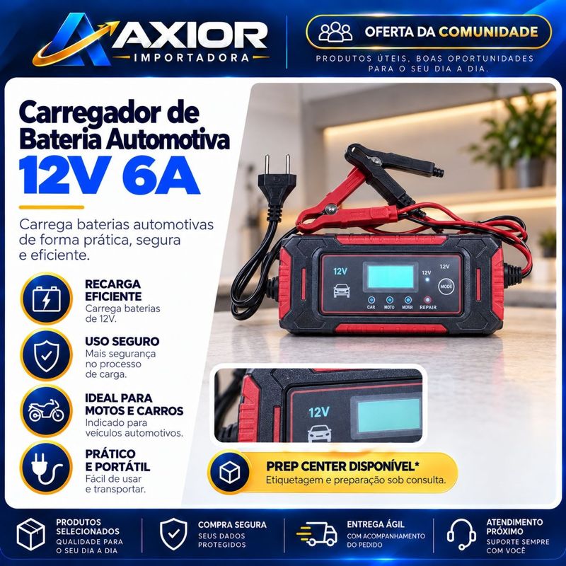 Carregador de bateria automotiva 12v