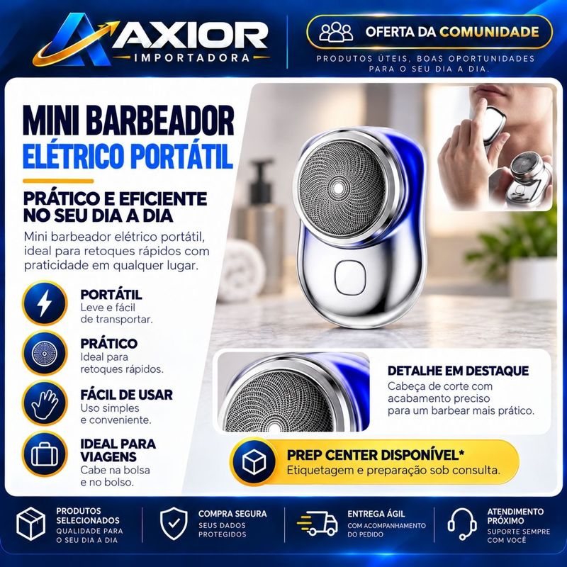 Mini barbeador elétrico portátil