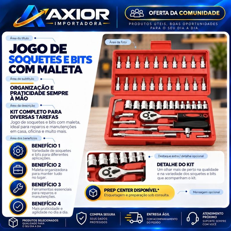 Jogo de soquetes com maleta